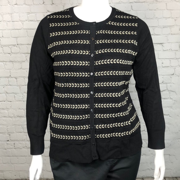 2X 3X Charter Club Metallic Chevron Cardigan Plus - Picture 2 of 5